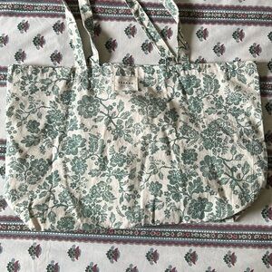 Sezane green flowers tote